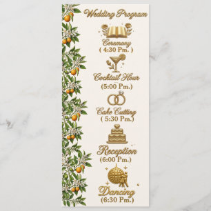 Florida Orange Blossom Gold Elegant Wedding Prog. Program