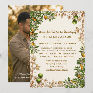 Florida Orange Blossom Photo Wedding Invitation
