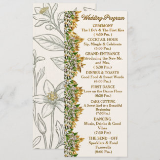 Florida Orange Blossom Wedding Program Card