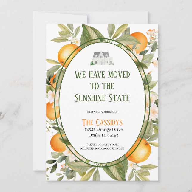 Florida Orange Moving Announcement (Front)