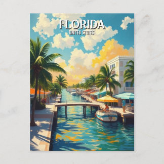 Florida Palm Tree Beach Vintage Postcard
