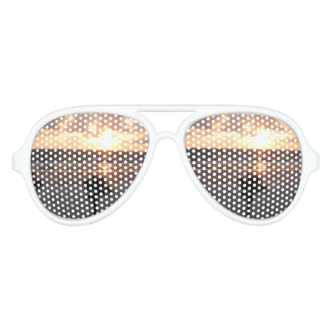 Florida Palm Tree Sunrise Aviator Sunglasses (Front)