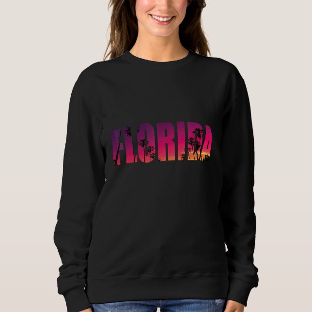Florida Palm Trees Miami Beach Sunset Sweatshirt (Front)