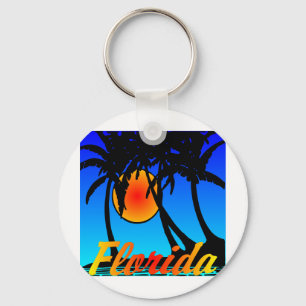 Florida Palm Trees Sunset Keychain