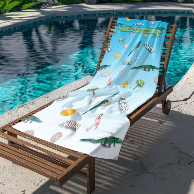 Florida Pattern Personalized Beach Towel (Creator Uploaded)