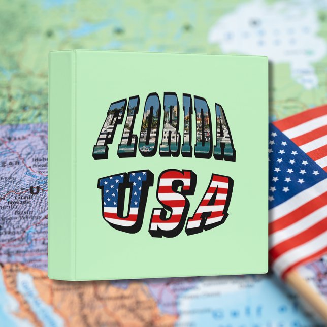 Florida Picture and USA Flag Text Binder (Florida Picture and USA Flag Text 3 Ring Binder)