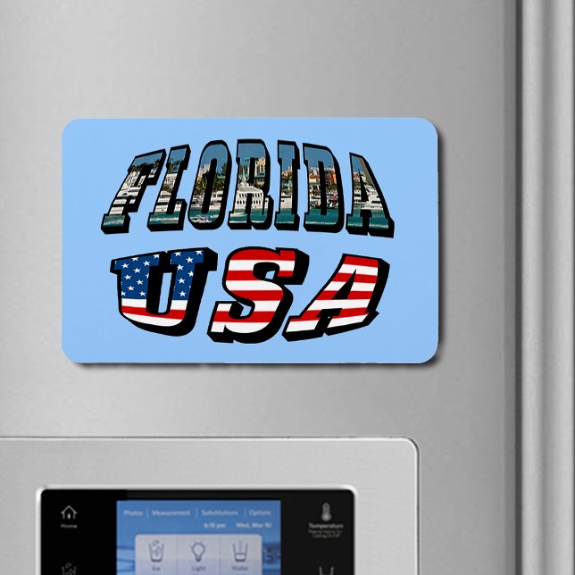 Florida Picture and USA Flag Text Magnet (Florida Picture and USA Flag Text Flexible Magnet)