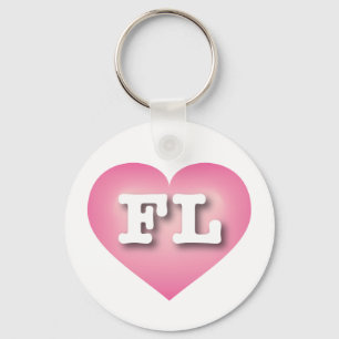 Florida Pink Fade Heart - I love FL Keychain