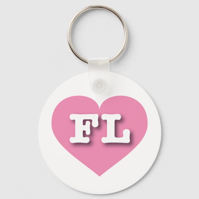 Florida Pink Heart - I love FL Keychain (Front)
