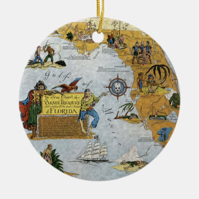 Florida Pirate Map Ornament (Front)