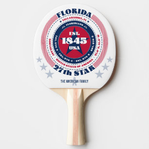 Florida Pride Circular Typography Monogram Ping Pong Paddle