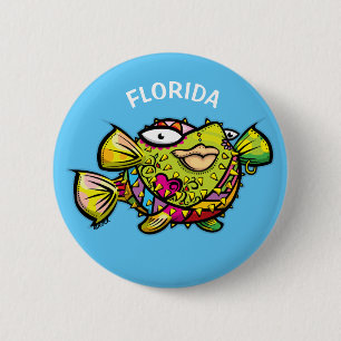Florida puffer fish 2 inch round button