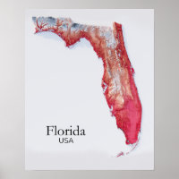 Florida Relief Map Red Texture