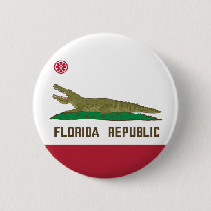 Florida Republic Alligator Flag Crocodile 2 Inch Round Button