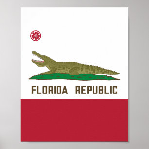 Florida Republic Alligator Flag Crocodile Poster