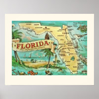 Florida Retro 16x20 Map Poster