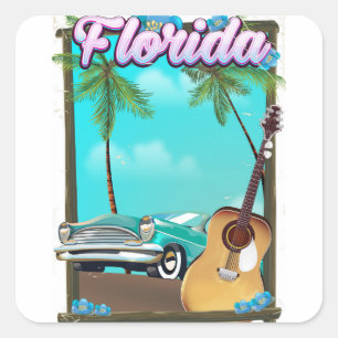 Florida Retro style travel poster Square Sticker