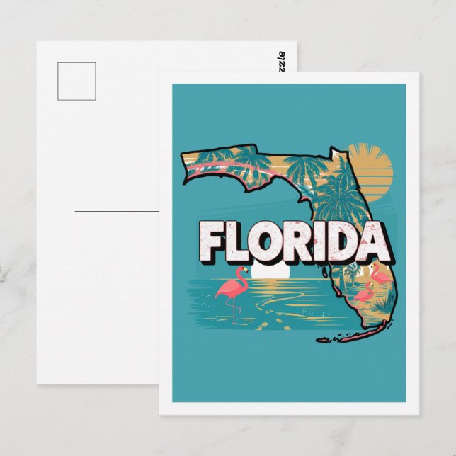 Florida Retro Travel Design Iconic US States Postcard (Front/Back)