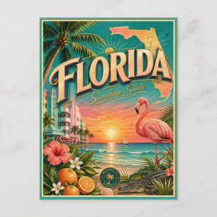 Florida Retro Travel Souvenir Postcard