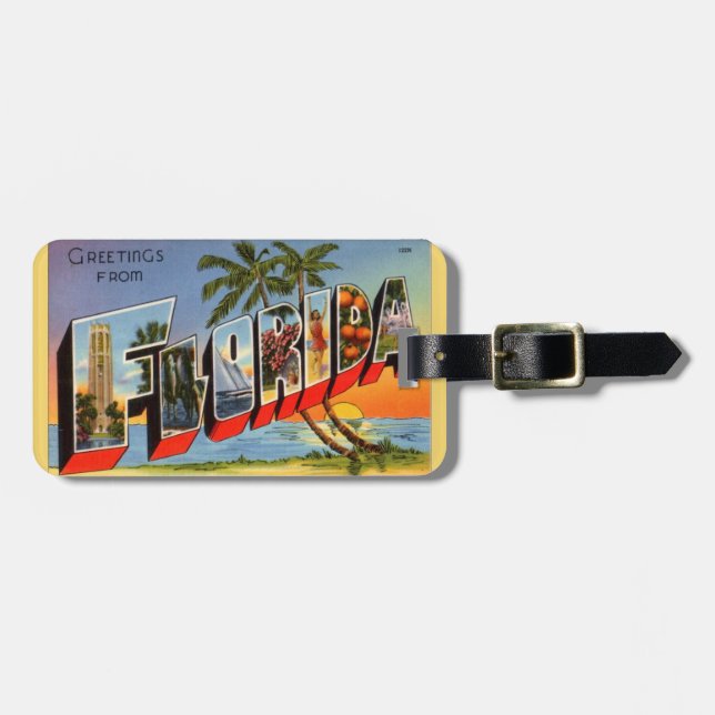 Florida Retro Tropical  Luggage Tag (Front Horizontal)
