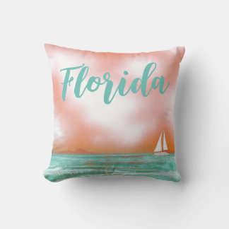 Florida Sailboat Sailing Throw Pillow