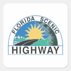 Florida Scenic Highway Road Sign Travel Square Sticker