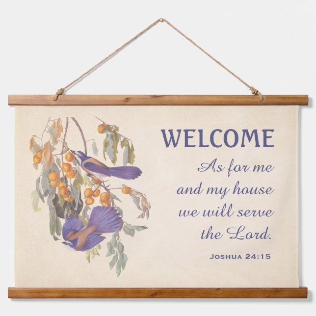 Florida Scrub Jay Birds and Verse Doormat Hanging Tapestry (Front)