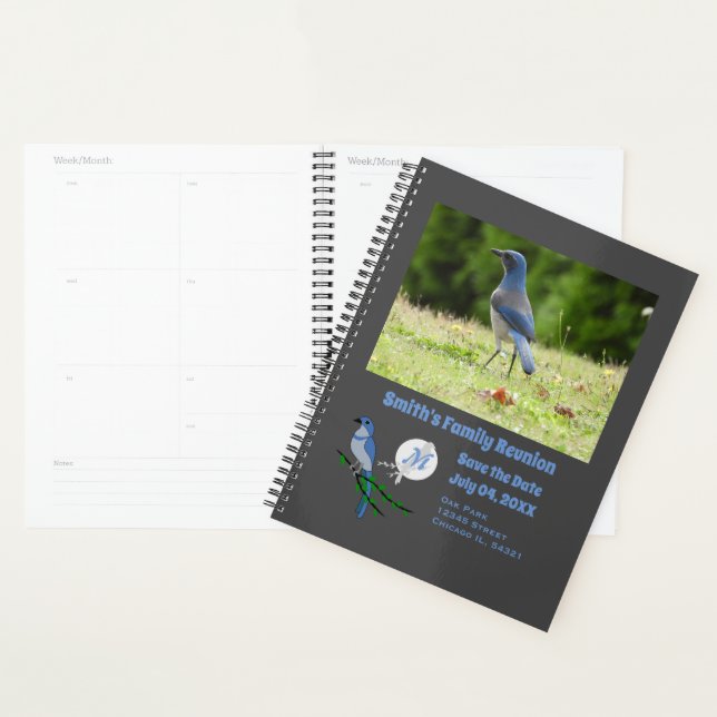 Florida Scrub Jay Family Reunion Monogram Photo Planner (Display)