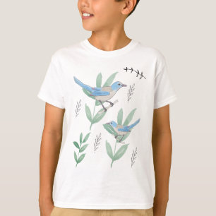 Florida Scrub Jay floral bird pattern T-Shirt