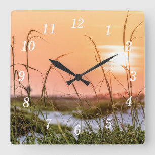 Florida Sea Oats Sunrise Wall Clock