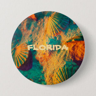 FLORIDA Sea Shells 3 Inch Round Button