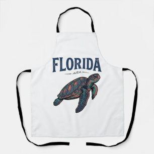 Florida Sea Turtle Vintage Engraving Graphic_1 Apron