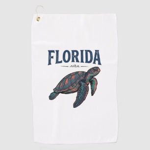 Florida Sea Turtle Vintage Engraving Graphic_1 Golf Towel