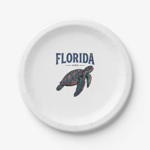 Florida Sea Turtle Vintage Engraving Graphic_1 Paper Plate