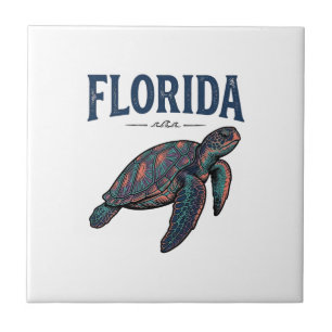 Florida Sea Turtle Vintage Engraving Graphic_1 Tile