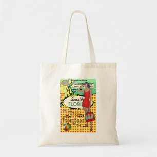 Florida seaside bathing beauty retro bathing suit tote bag