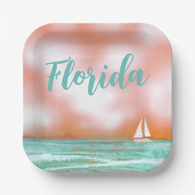 Florida Set Sail Paper Plate (Front)