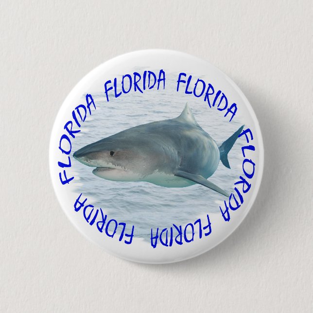 Florida shark 2 inch round button (Front)