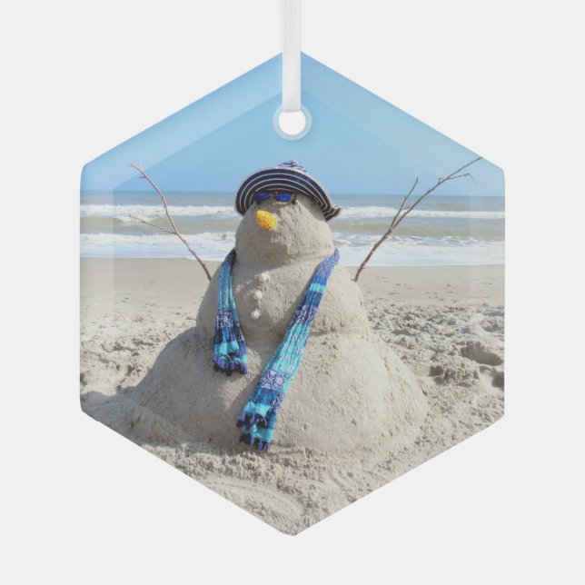 Florida Snowman - Beach Christmas Ornament (Front)
