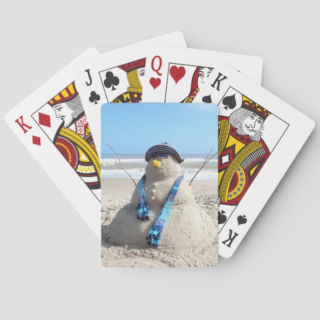 Florida Snowman  Christmas Bicycle Playing Cards (Back)