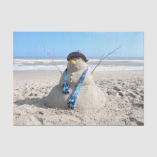 Florida Snowman - Sand Sculpture - Tissue Paper