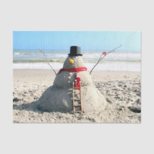 Florida Snowman - Sand Sculpture - Tissue Paper
