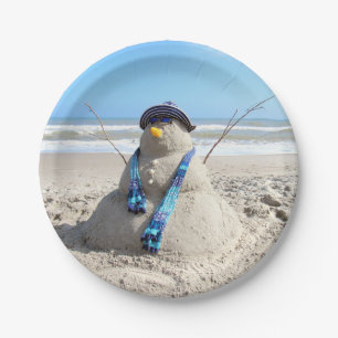 Florida Snowman - Winter Party - Paper Plates