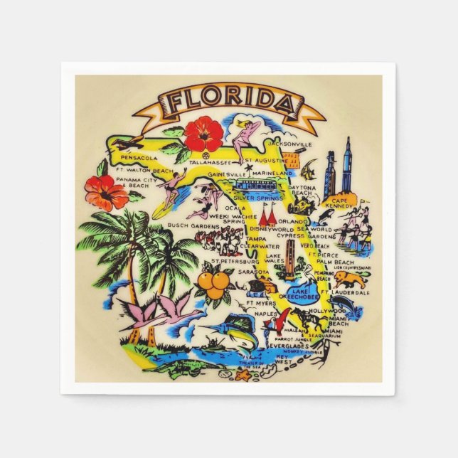  Florida Souvenir Cocktail Napkin (Front)