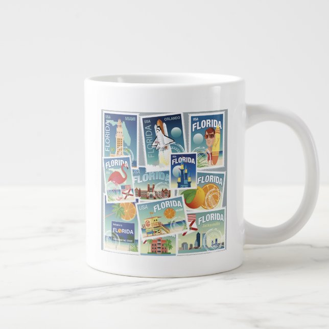 Florida Stamps Large Coffee Mug (Right)