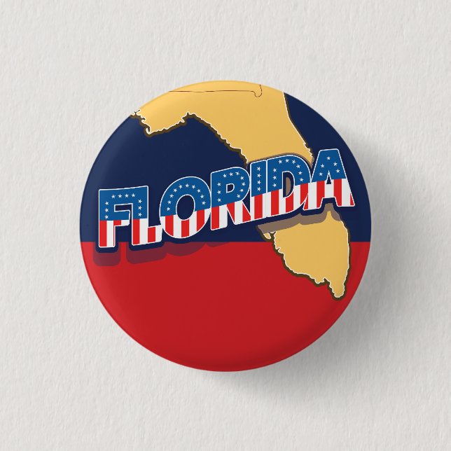 Florida stars and Stripes map 1 Inch Round Button (Front)
