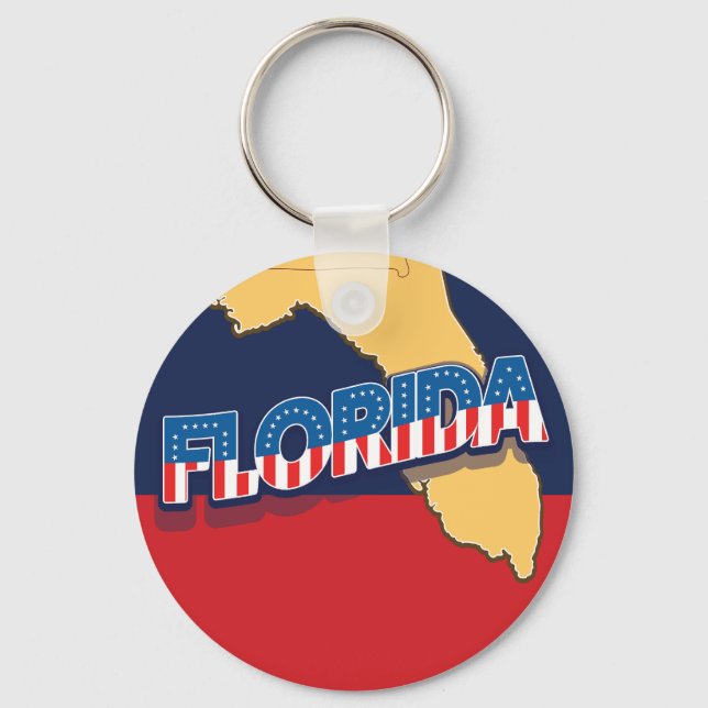 Florida stars and Stripes map Keychain (Front)