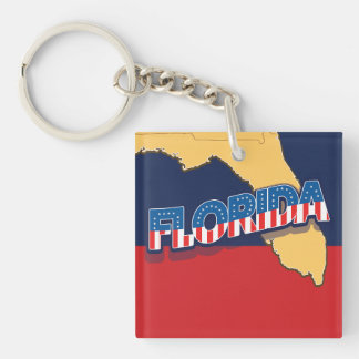 Florida stars and Stripes map Keychain