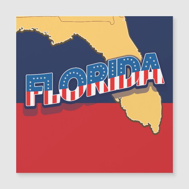 Florida stars and Stripes map Magnetic Invitation (Front)