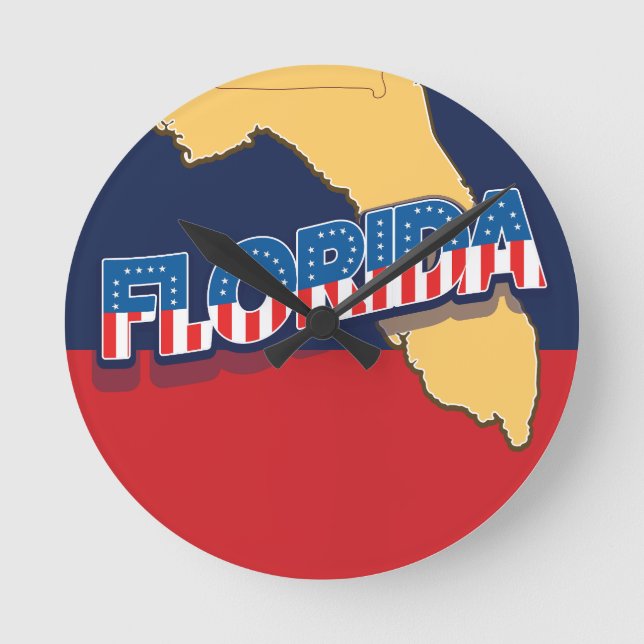 Florida stars and Stripes map Round Clock (Front)